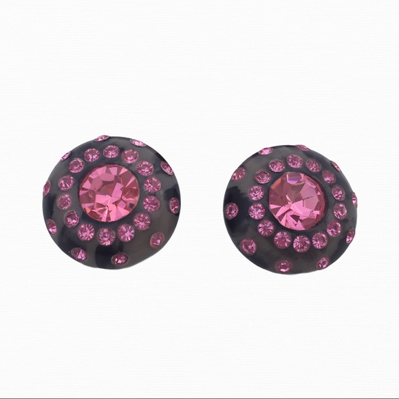 Vintage Marbled Rhinestone Clamper Bracelet Earrin - Picture 5 of 6